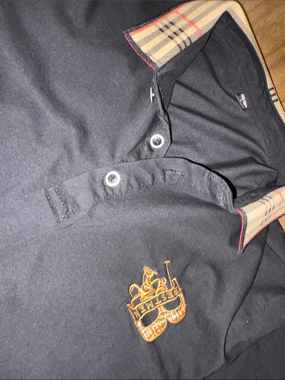 Black Men's Polo Shirt with Embroidered Crest